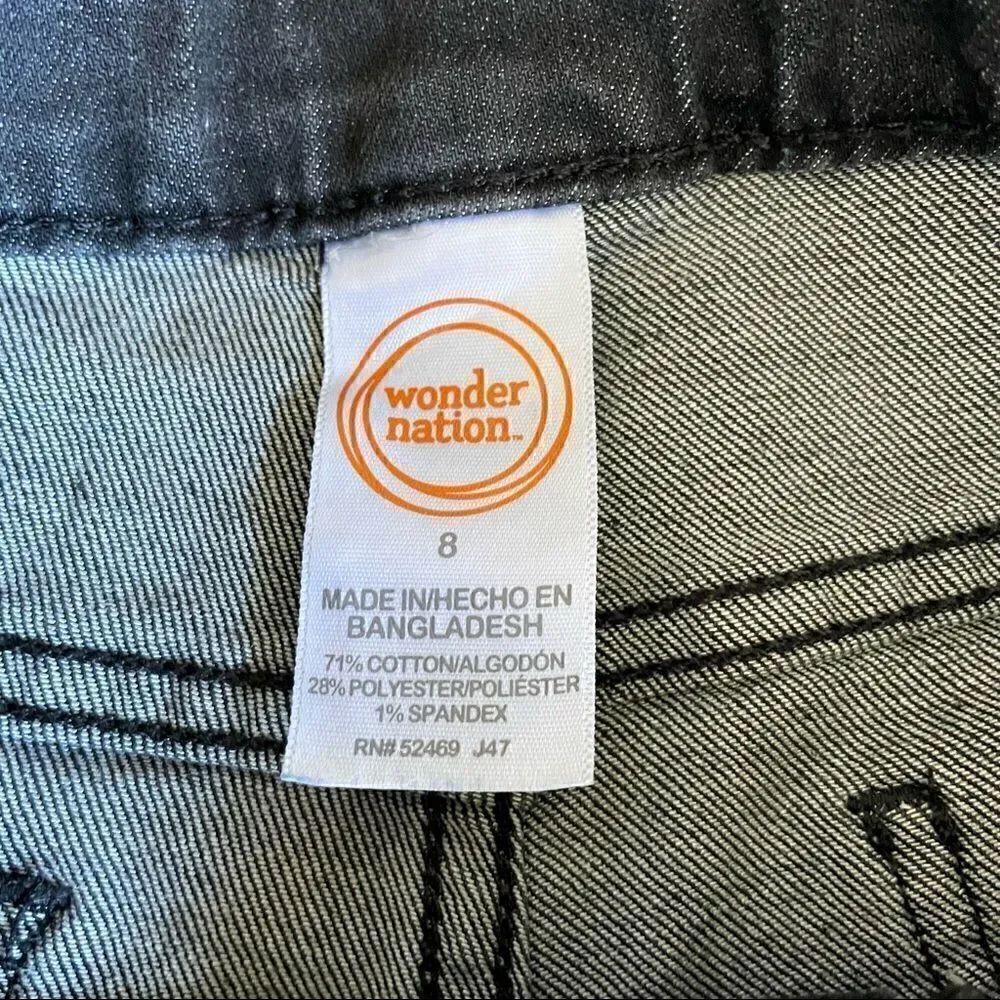 Wonder Nation Dark-Gray Girls Jeans Size 8 Zip and Button 4 Pockets - Picture 6 of 16